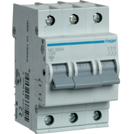 Automatinis jungiklis 3P 2A-63A Hager